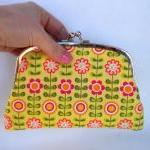 Yellow Flower Coin Purse Made With Twin Section..